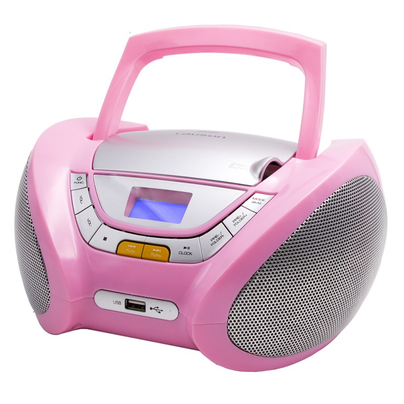 møbel Blive skør Flytte Boombox Portable CD Player Mp3 with USB, Radio & Headphone Jack, Pink